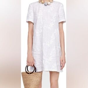 Zara white embroidered linen dress